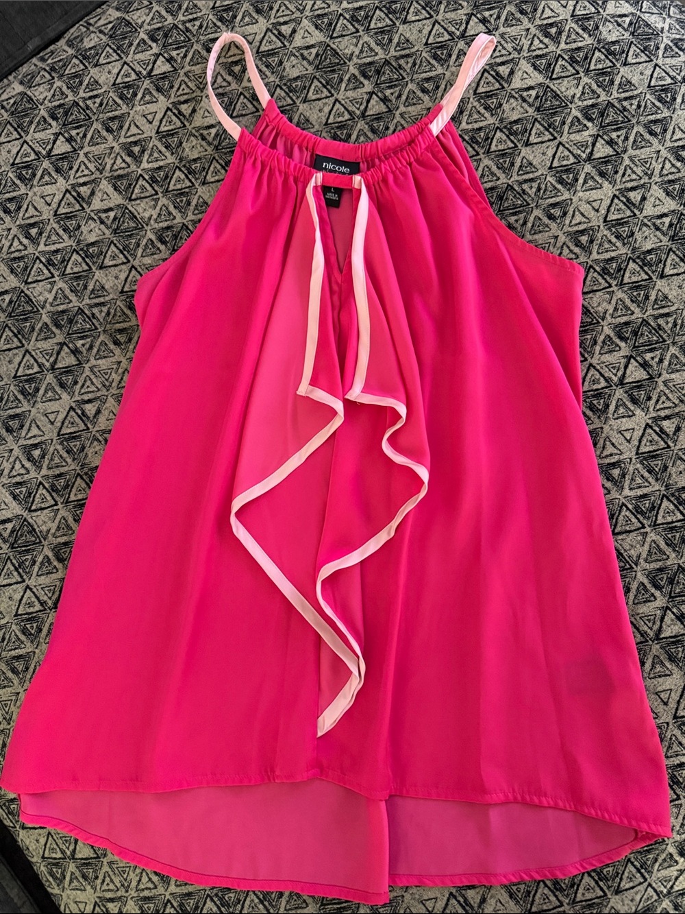 Nicole Hot Pink Halter Camisole with Light Pink Trim